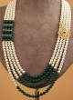White And Green Four Layered Wedding Mala For Groom